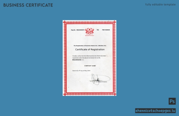 Beispielansicht eines Registrierungszertifikats aus Ghana